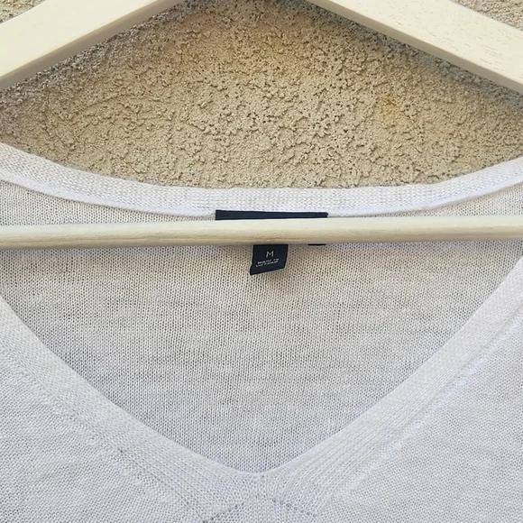 TALBOTS Women's Sweater Medium White 100% Linen Nautical Fringe Summer Beachy - Picture 2 of 10